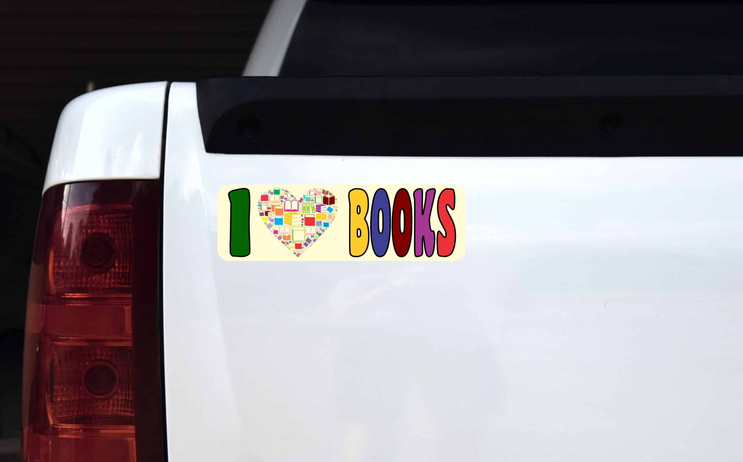 10in x 3in I Love Books Bumper Stickers Librarian Decals Car Sticker Decal