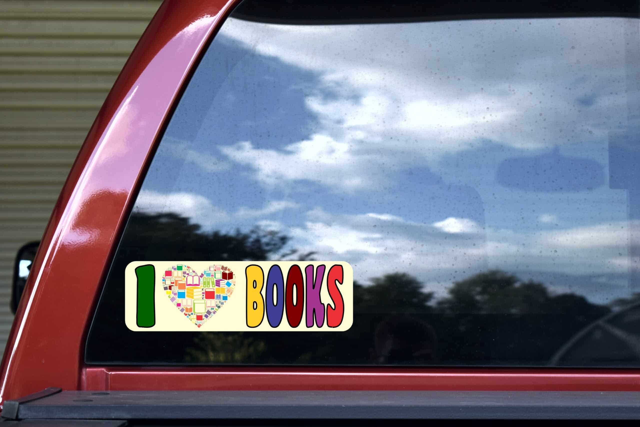 10in x 3in I Love Books Bumper Stickers Librarian Decals Car Sticker Decal