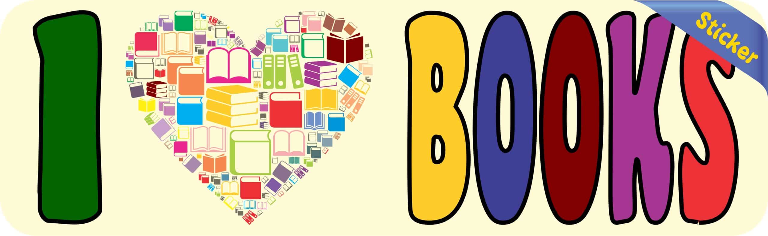 10in x 3in I Love Books Bumper Stickers Librarian Decals Car Sticker Decal