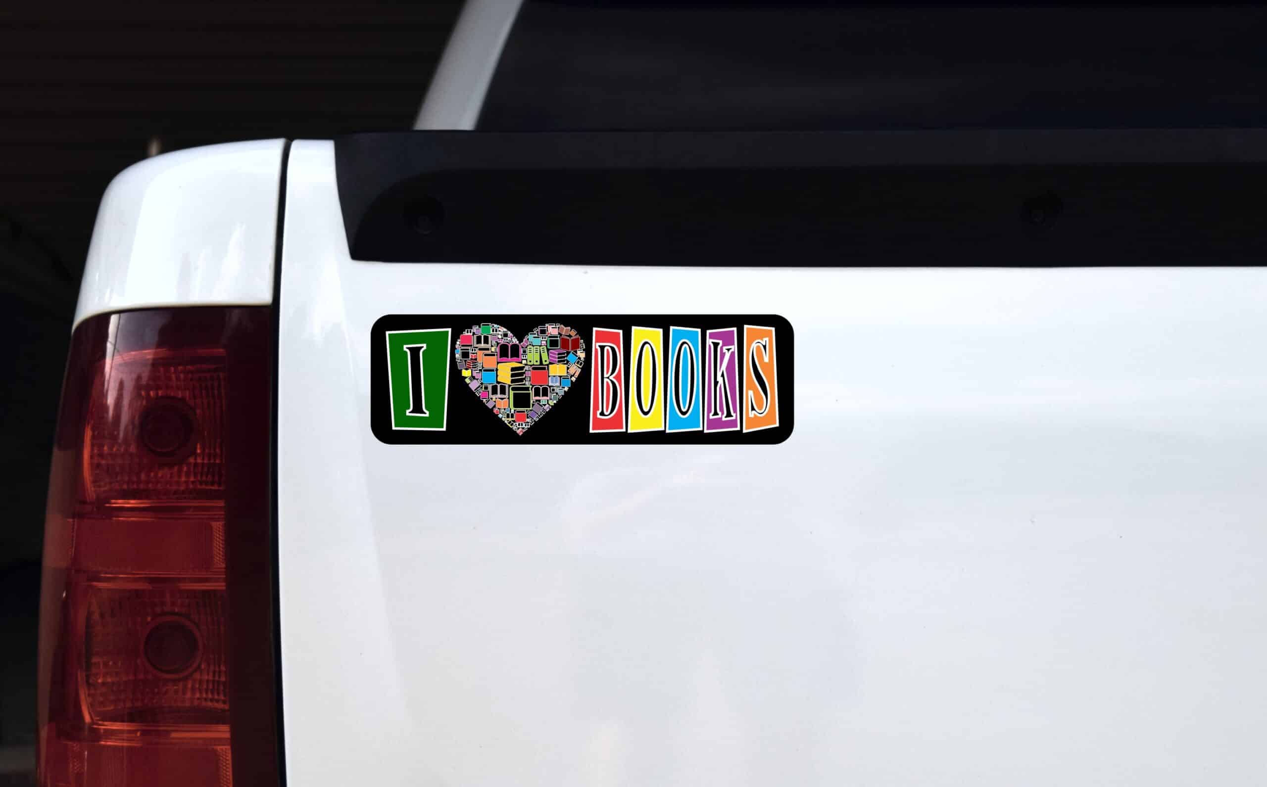 10in x 3in I Love Books Bumper magnets Librarian Car magnet