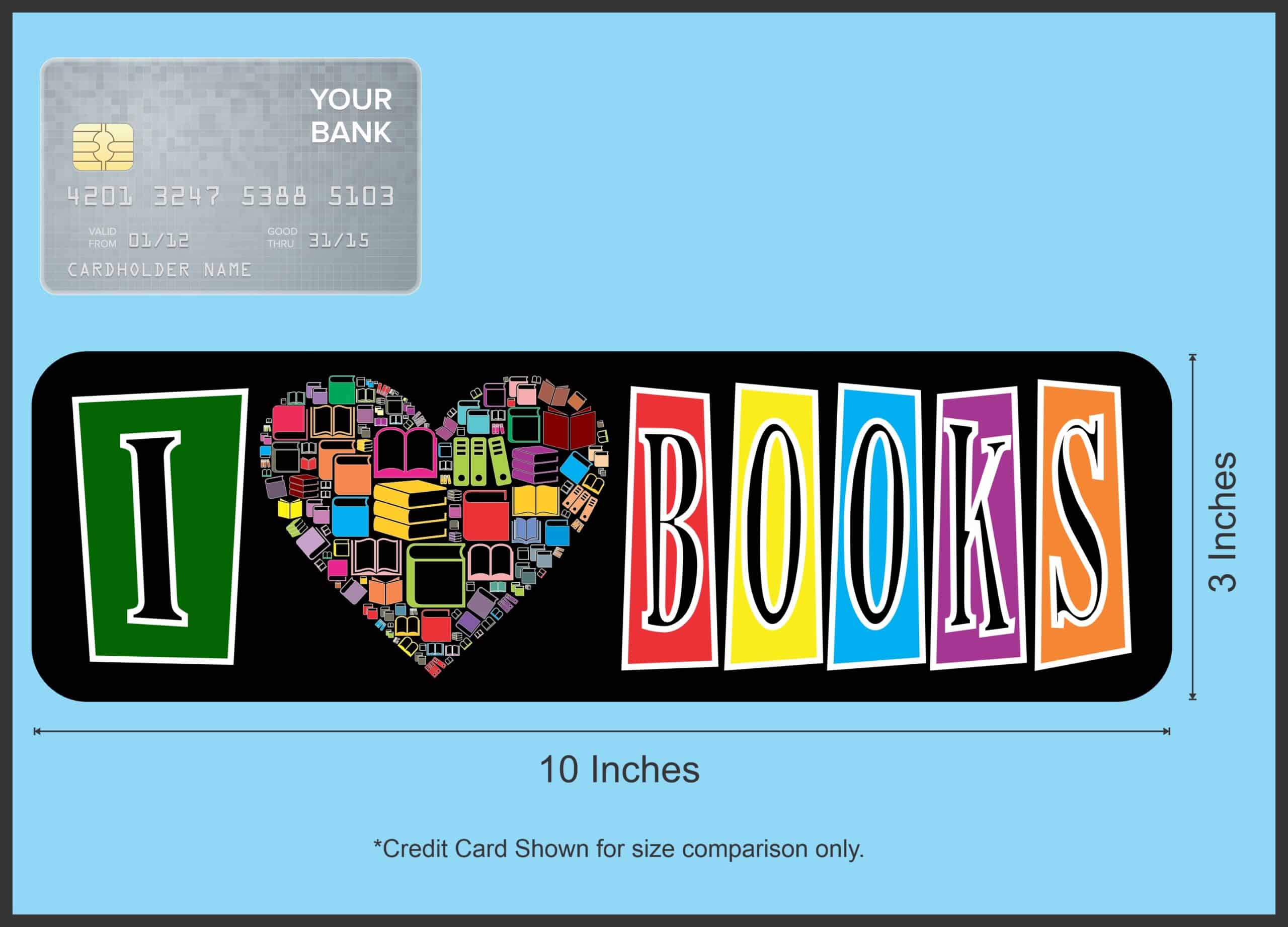 10in x 3in I Love Books Bumper Stickers Librarian Decal Car Sticker Decals