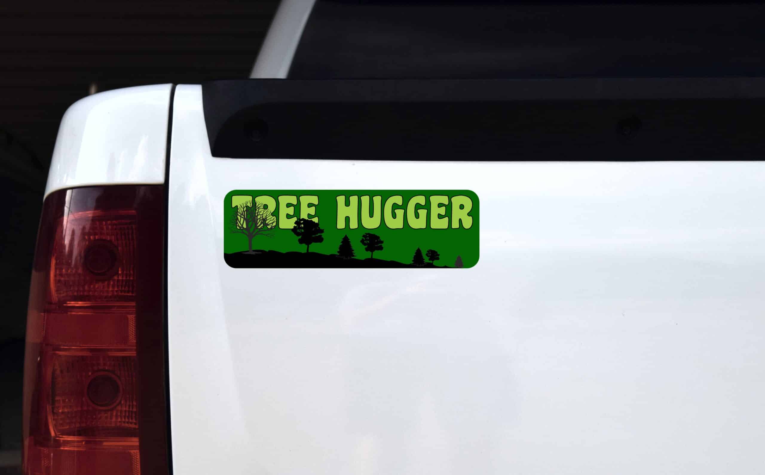 10in x 3in Tree Hugger Vinyl Bumper Sticker Vinyl Car Decal Window Stickers Decals