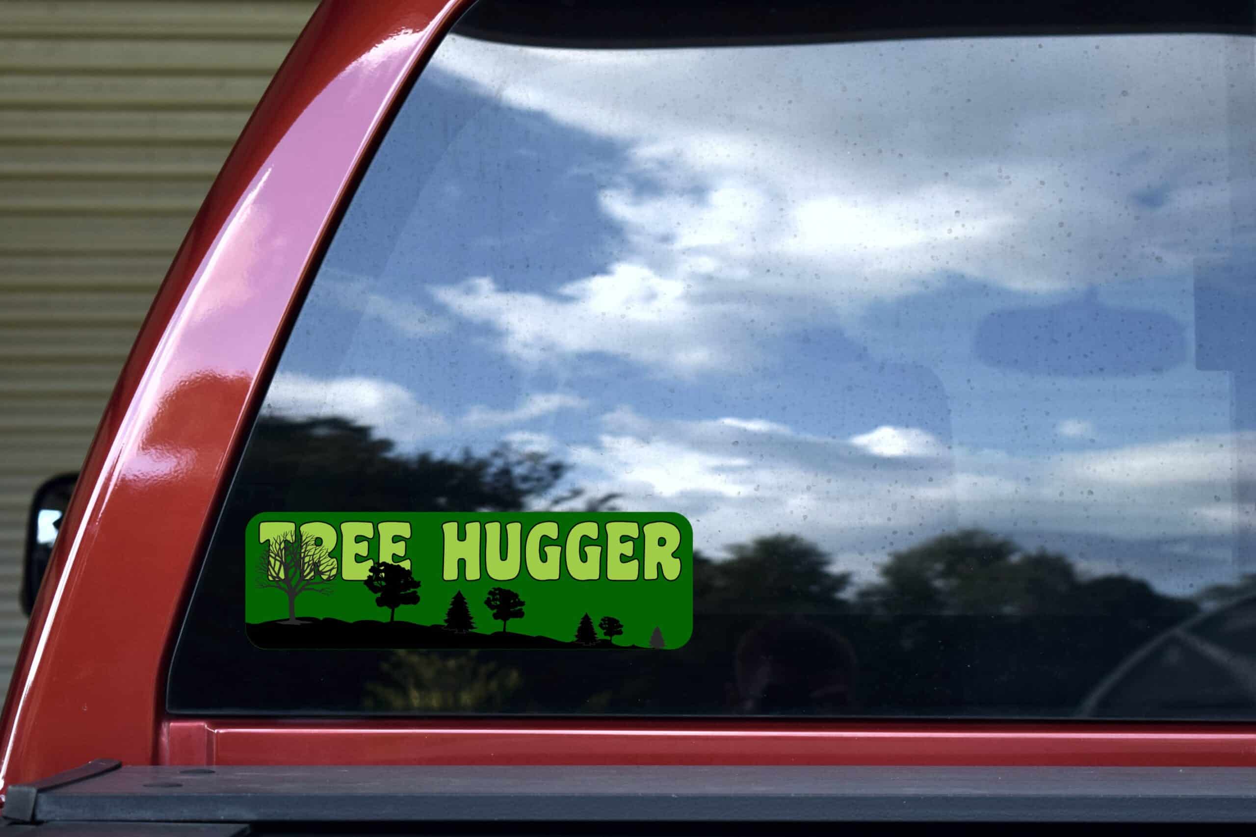 10in x 3in Tree Hugger Vinyl Bumper Sticker Vinyl Car Decal Window Stickers Decals