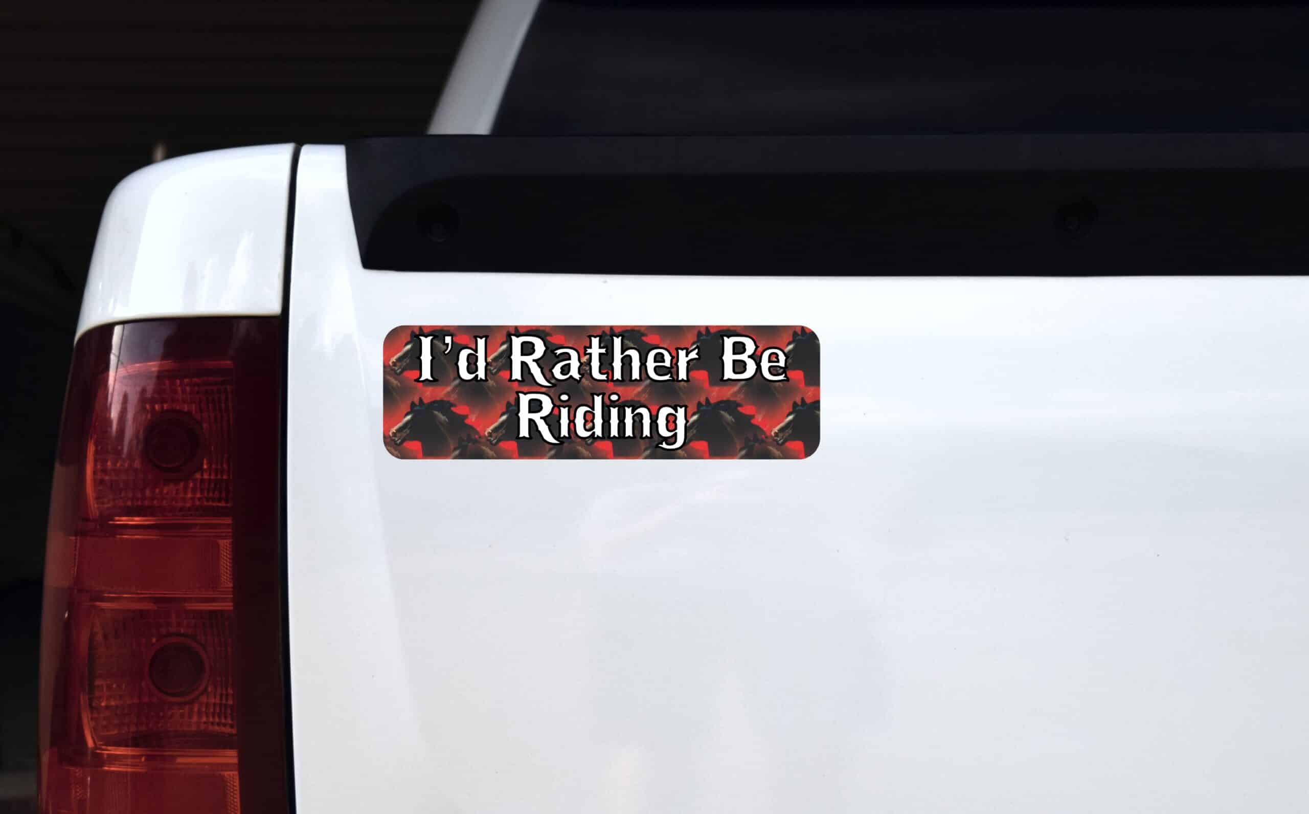 10in x 3in Id Rather Be Riding Horse Bumper Sticker Decal Vinyl Window Stickers Decals Car
