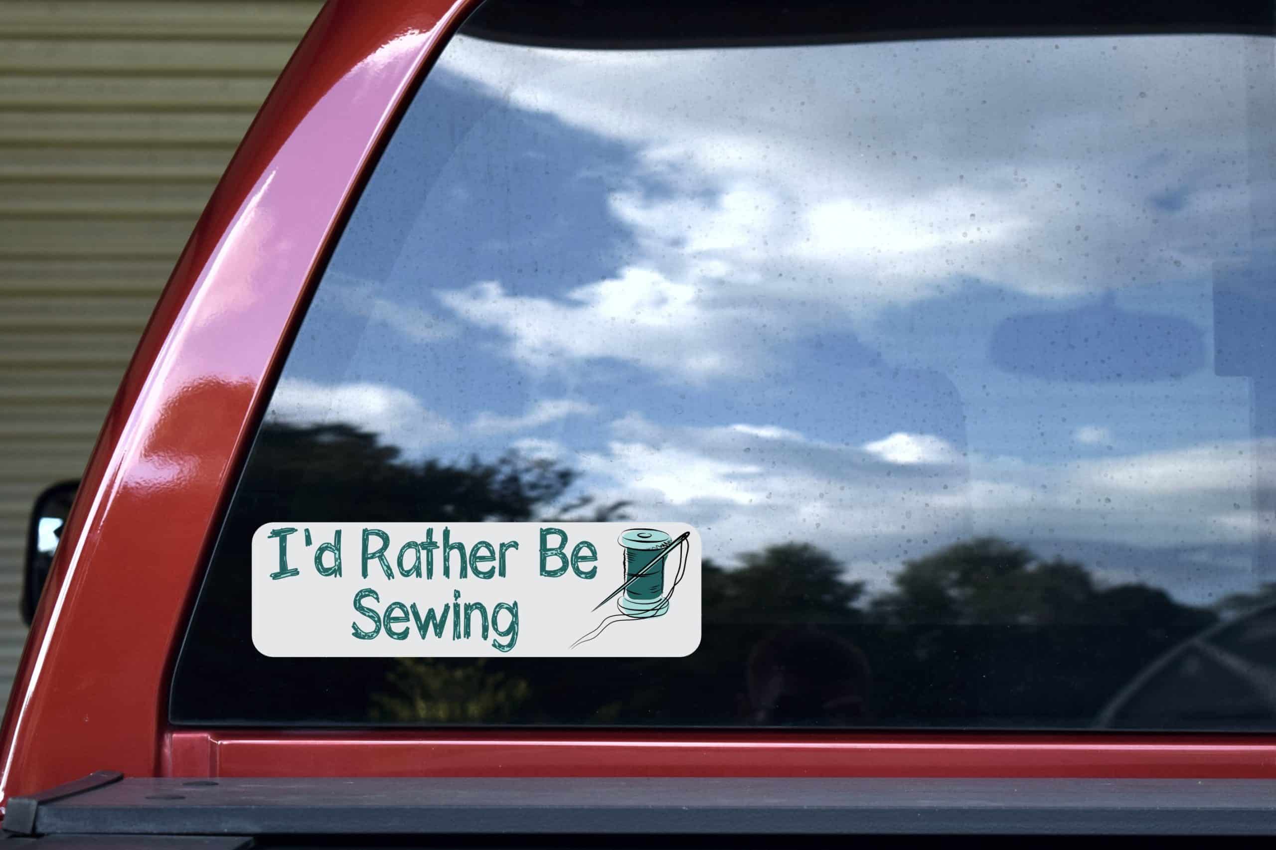 StickerTalk Id Rather Be Sewing Vinyl Sticker, 10 inches x 3 inches - Image 5