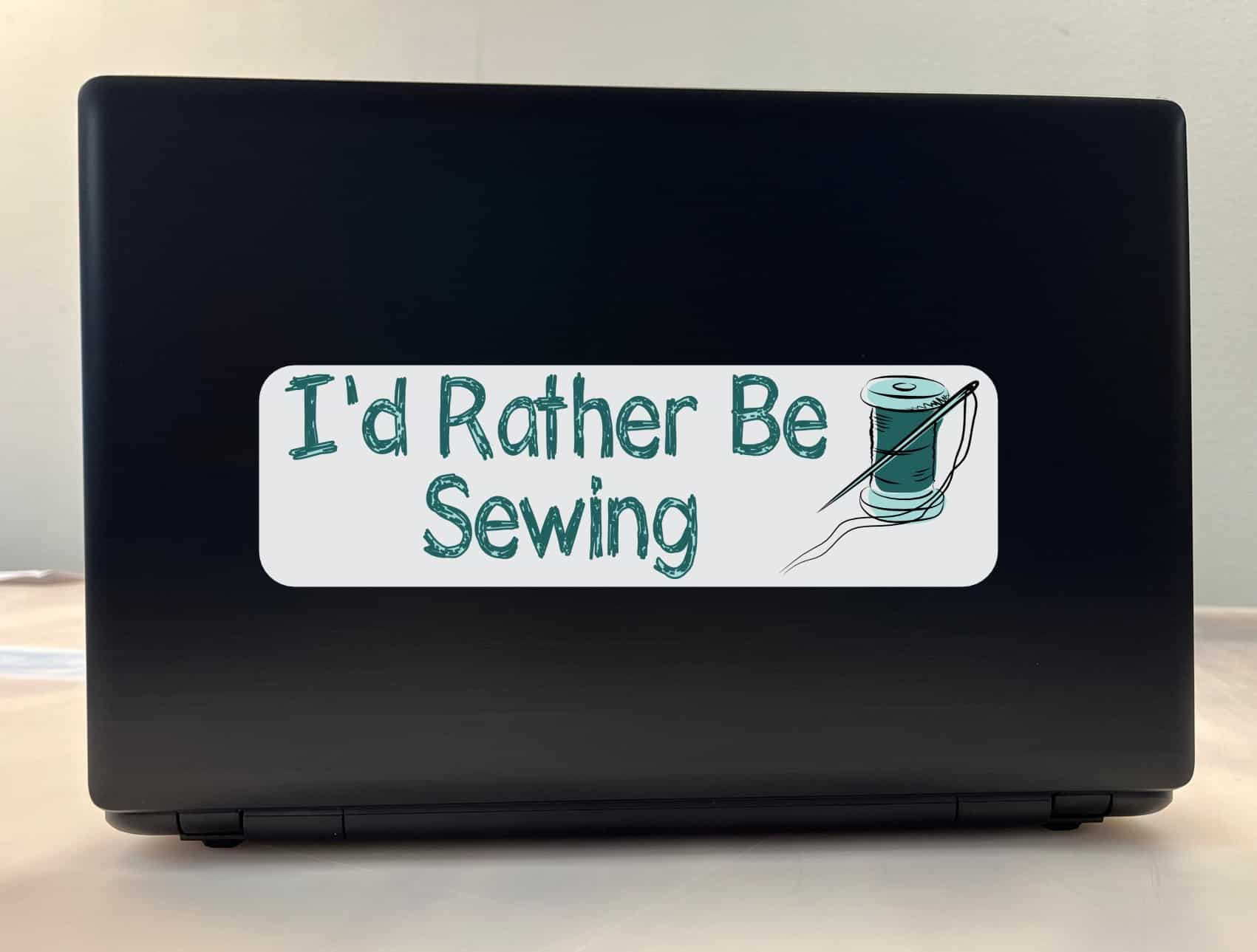 StickerTalk Id Rather Be Sewing Vinyl Sticker, 10 inches x 3 inches - Image 4