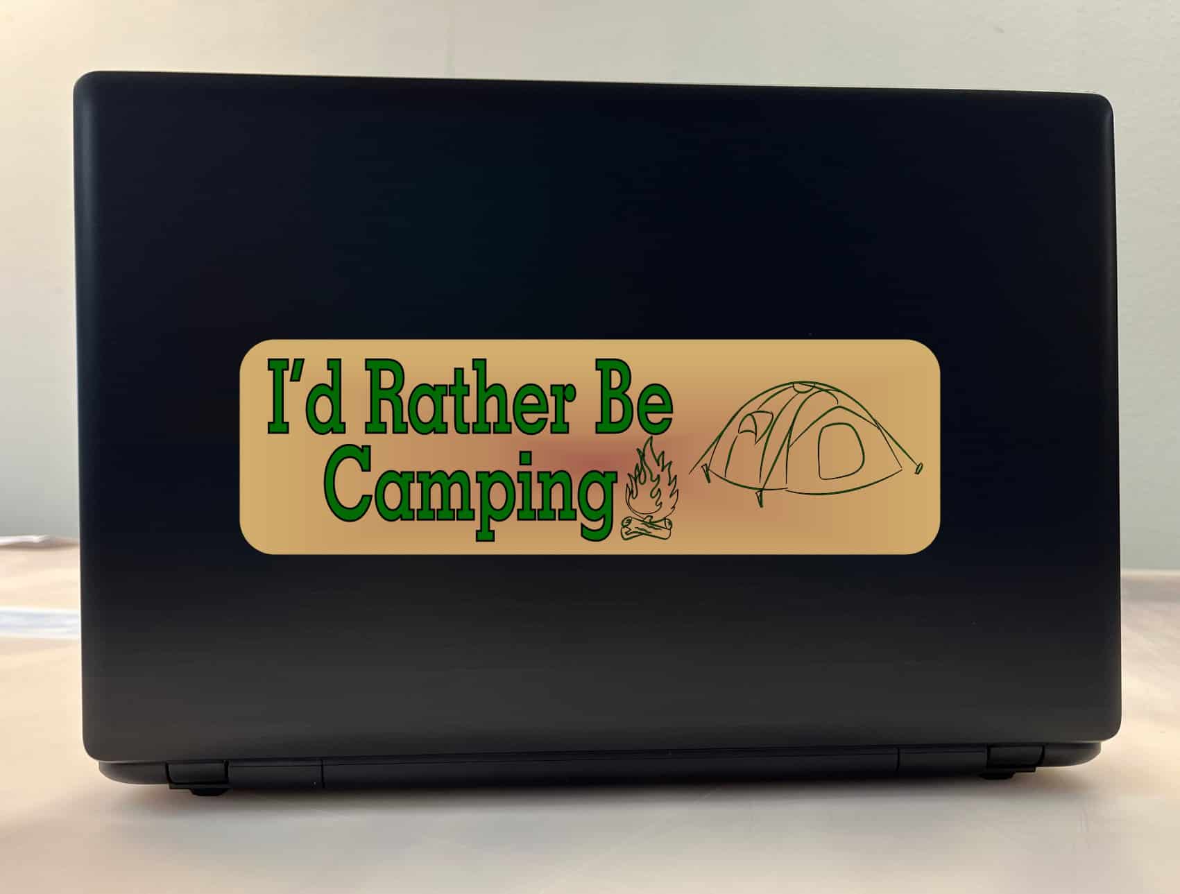 10in x 3in Id Rather Be Camping Bumper Sticker