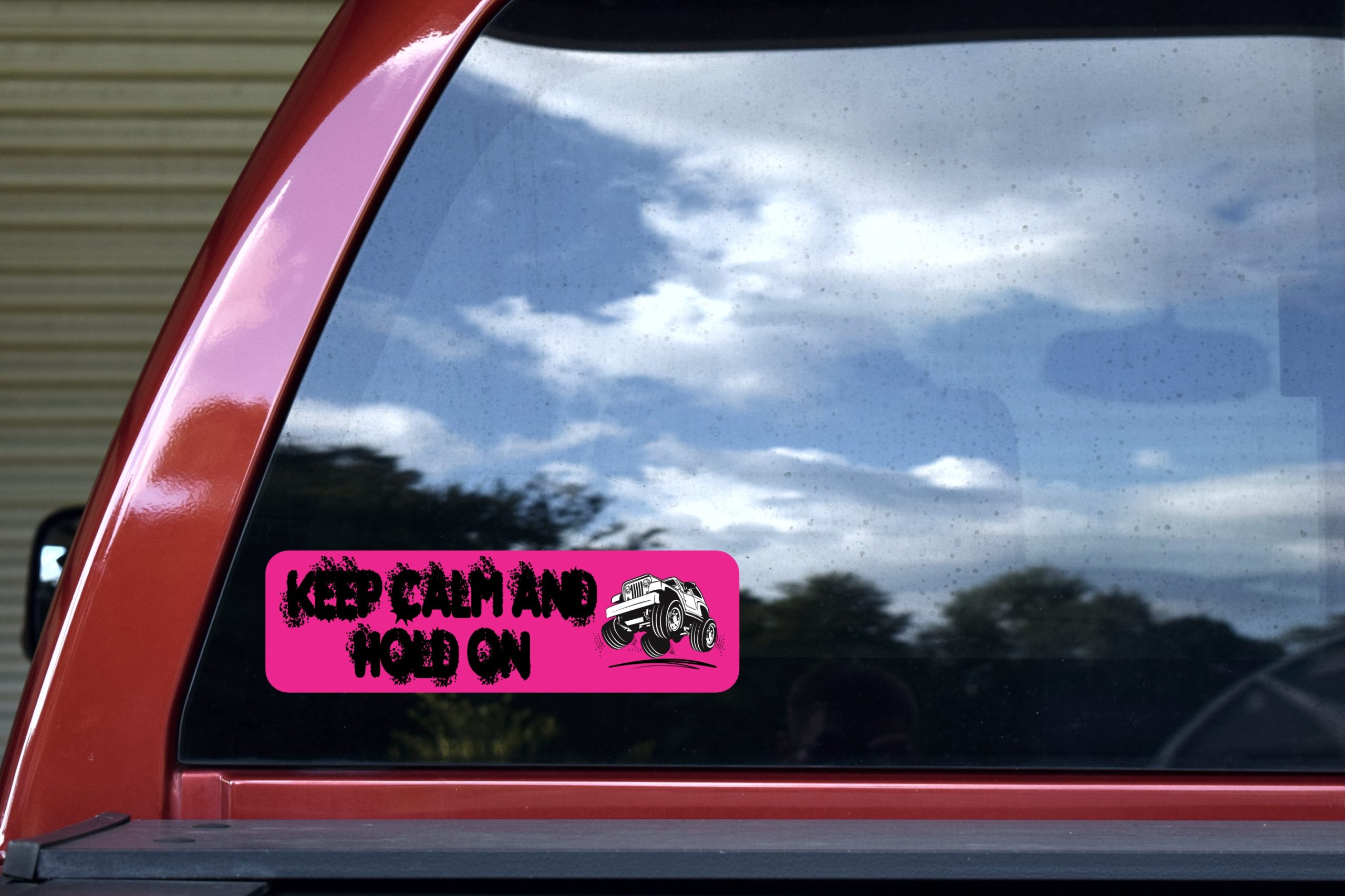 10in x 3in Pink Keep Calm Hold On Bumper Sticker - Image 4