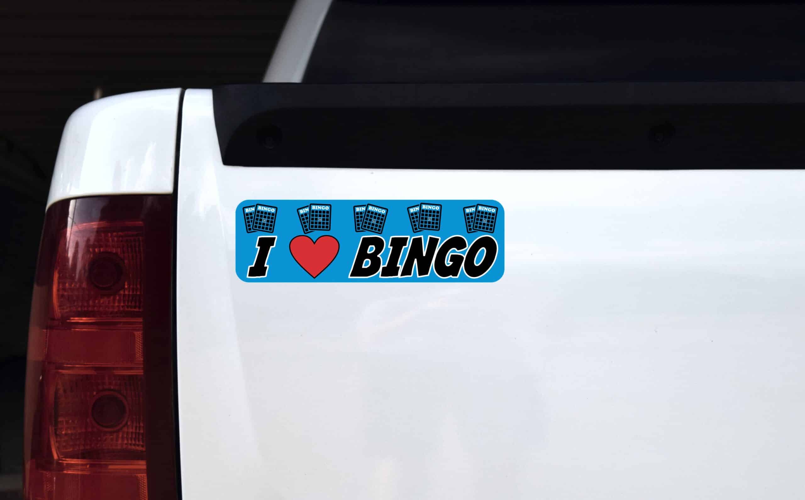 10in x 3in I Love Bingo Heart Bumper Sticker Vinyl Window Decal