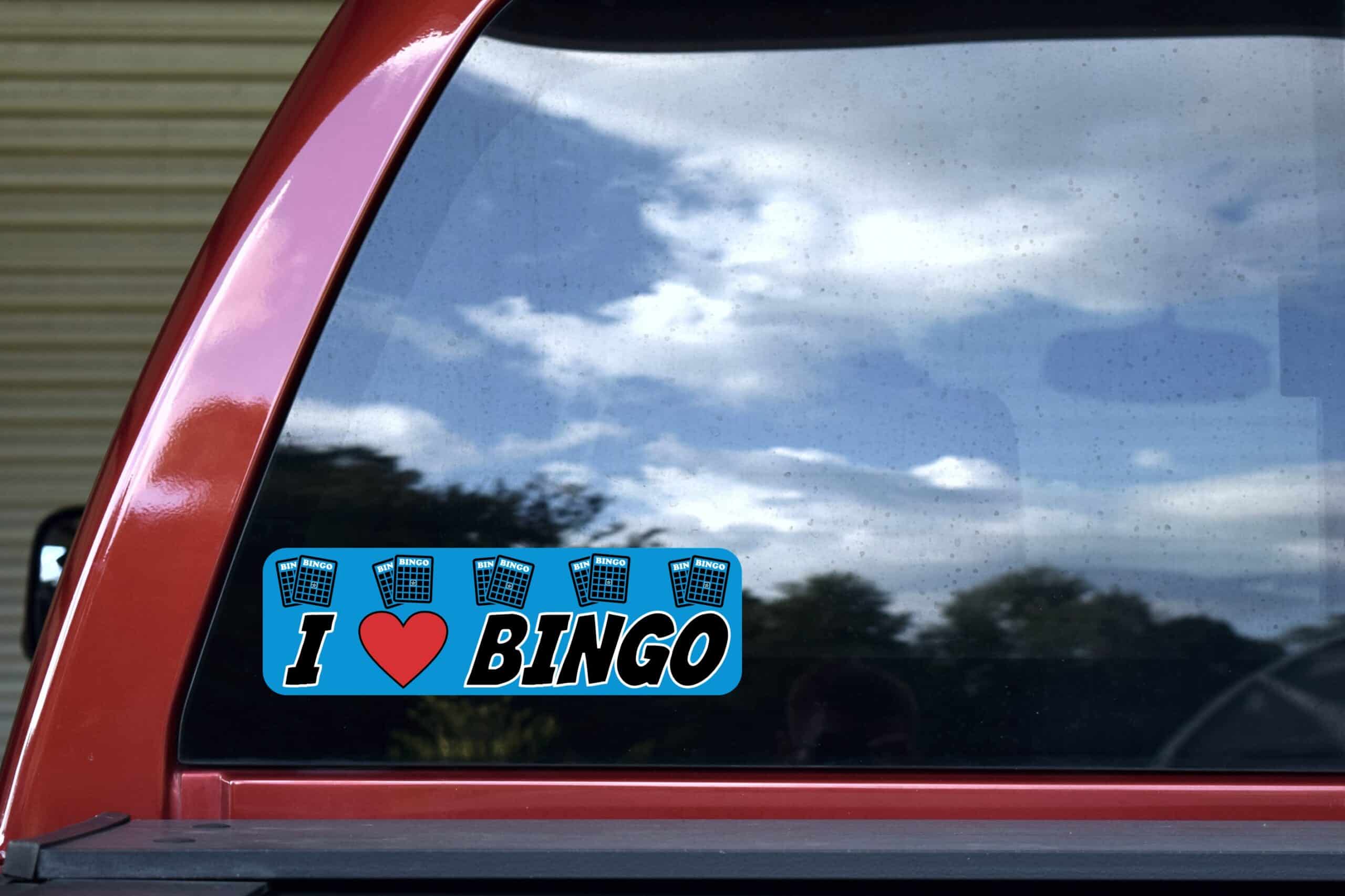 10in x 3in I Love Bingo Heart Bumper Sticker Vinyl Window Decal