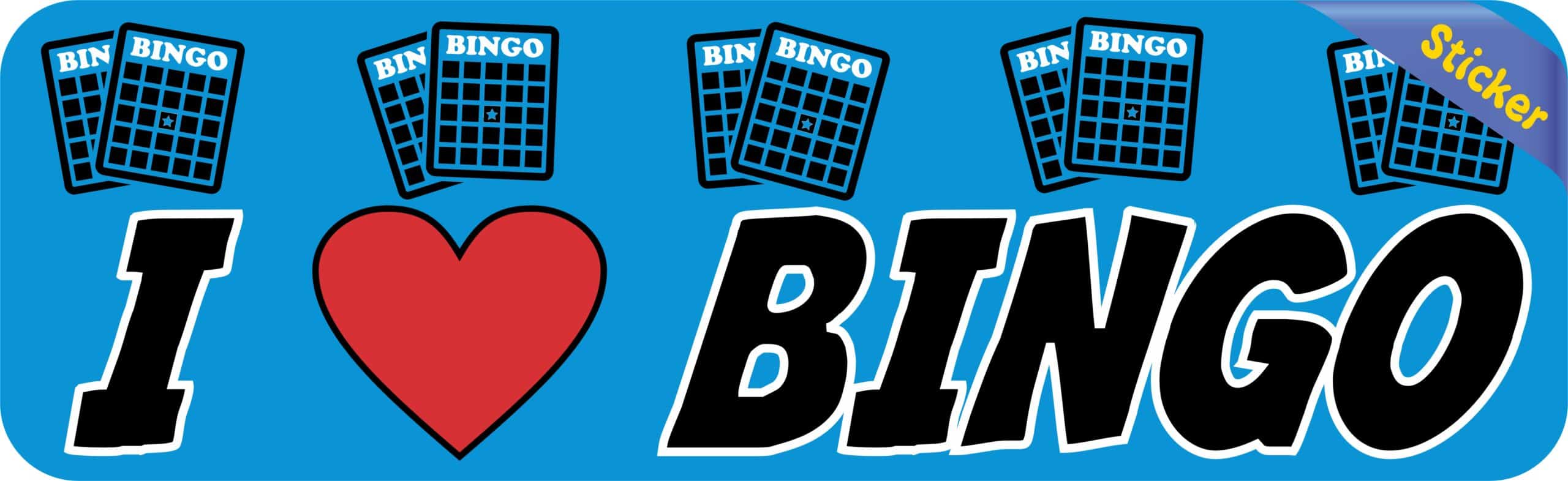 10in x 3in I Love Bingo Heart Bumper Sticker Vinyl Window Decal