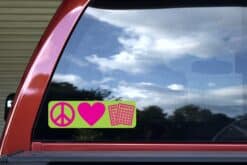 10in x 3in Peace Love Bingo Heart Bumper Sticker Vinyl Window Decal