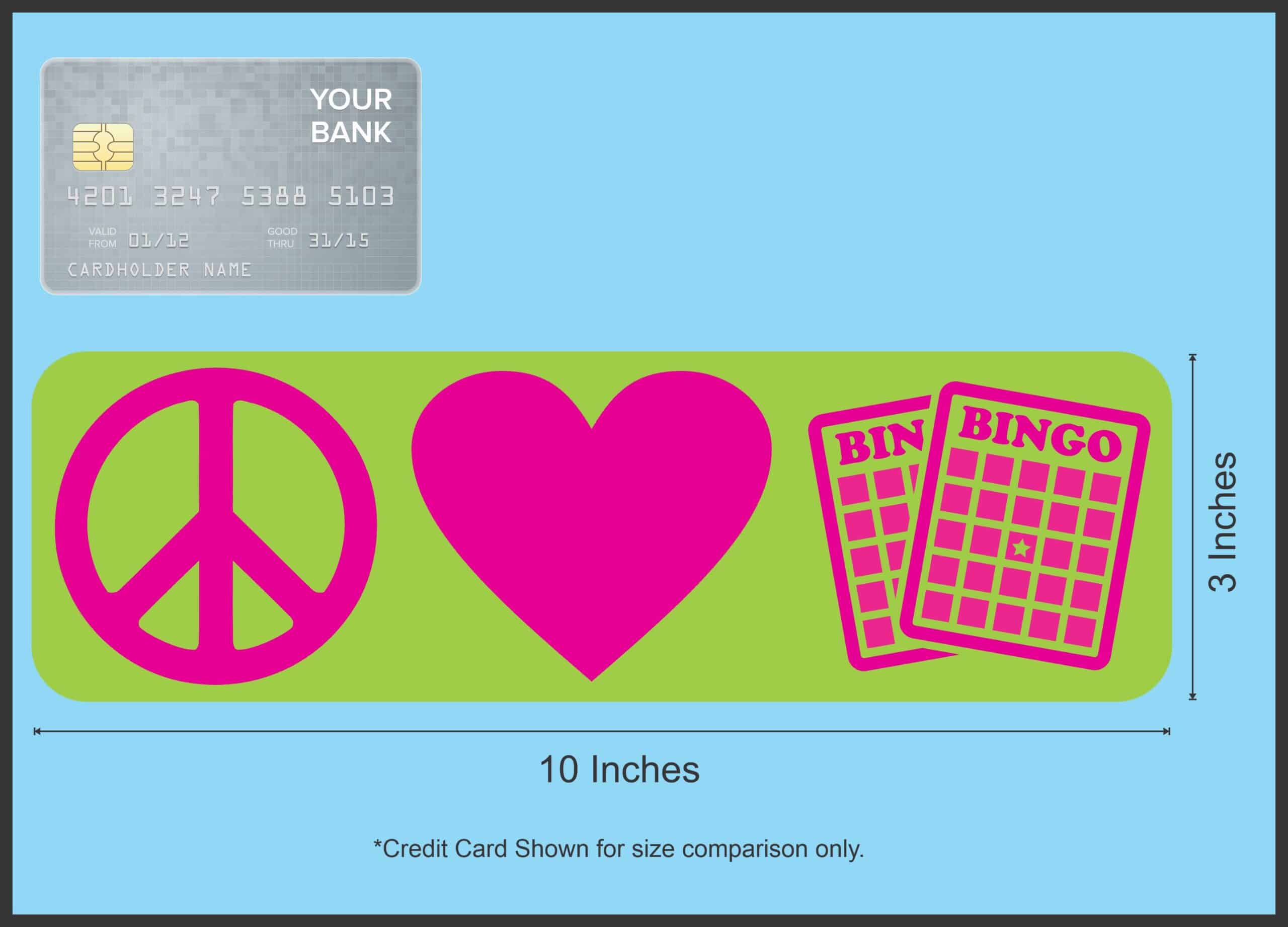10in x 3in Peace Love Bingo Heart Bumper Sticker Vinyl Window Decal