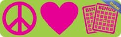 10in x 3in Peace Love Bingo Heart Bumper Sticker Vinyl Window Decal