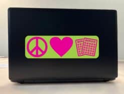10in x 3in Peace Love Bingo Heart Bumper Sticker Vinyl Window Decal