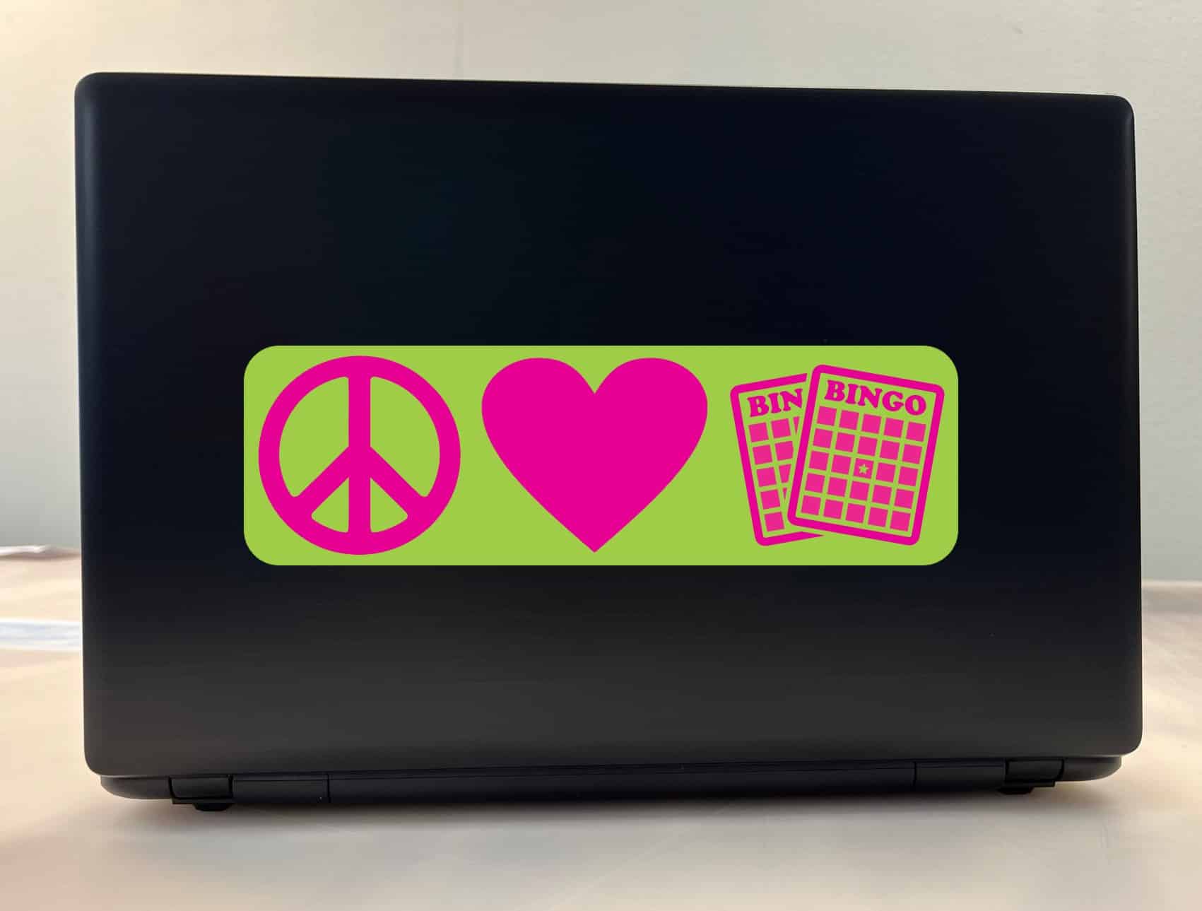 10in x 3in Peace Love Bingo Heart Bumper Sticker Vinyl Window Decal