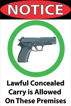 Lawful Concealed Carry Allowed Vinyl Sticker