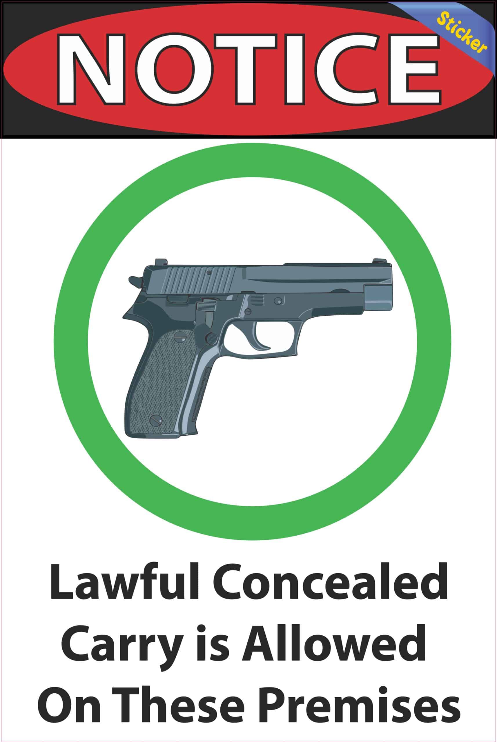 StickerTalk Lawful Concealed Carry Allowed Vinyl Sticker, 8 inches x 12 inches