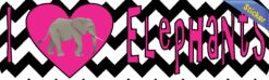 10in x 3in I Heart Elephants Pink Love Animals Bumper Sticker Vinyl Window Decal