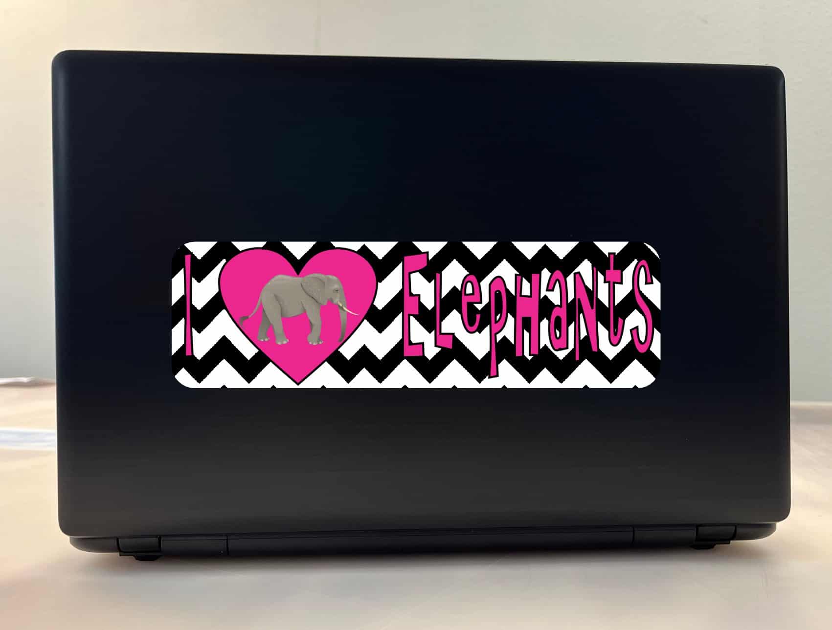 10in x 3in I Heart Elephants Pink Love Animals Bumper Sticker Vinyl Window Decal
