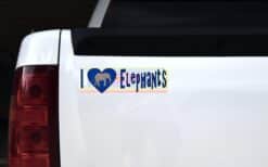 10in x 3in I Heart Elephants Love Blue Animals Bumper Sticker Vinyl Window Decal