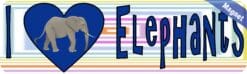 10in x 3in I Heart Elephants Love Blue Animals Magnet Magnetic Vehicle Sign