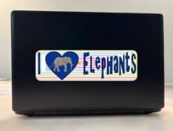10in x 3in I Heart Elephants Love Blue Animals Bumper Sticker Vinyl Window Decal