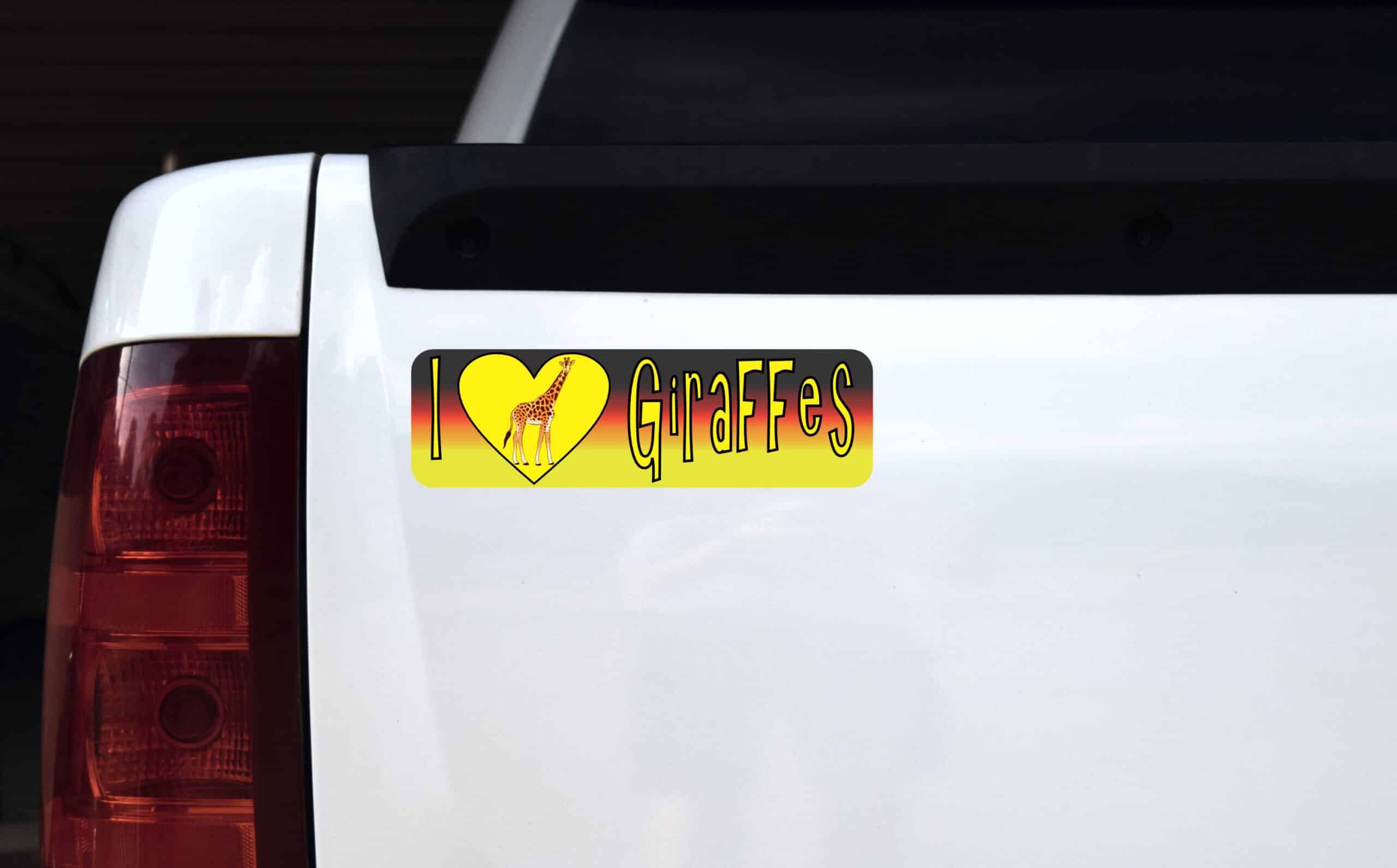 10in x 3in I Heart Giraffes Love Animals Bumper Sticker Vinyl Window Decal