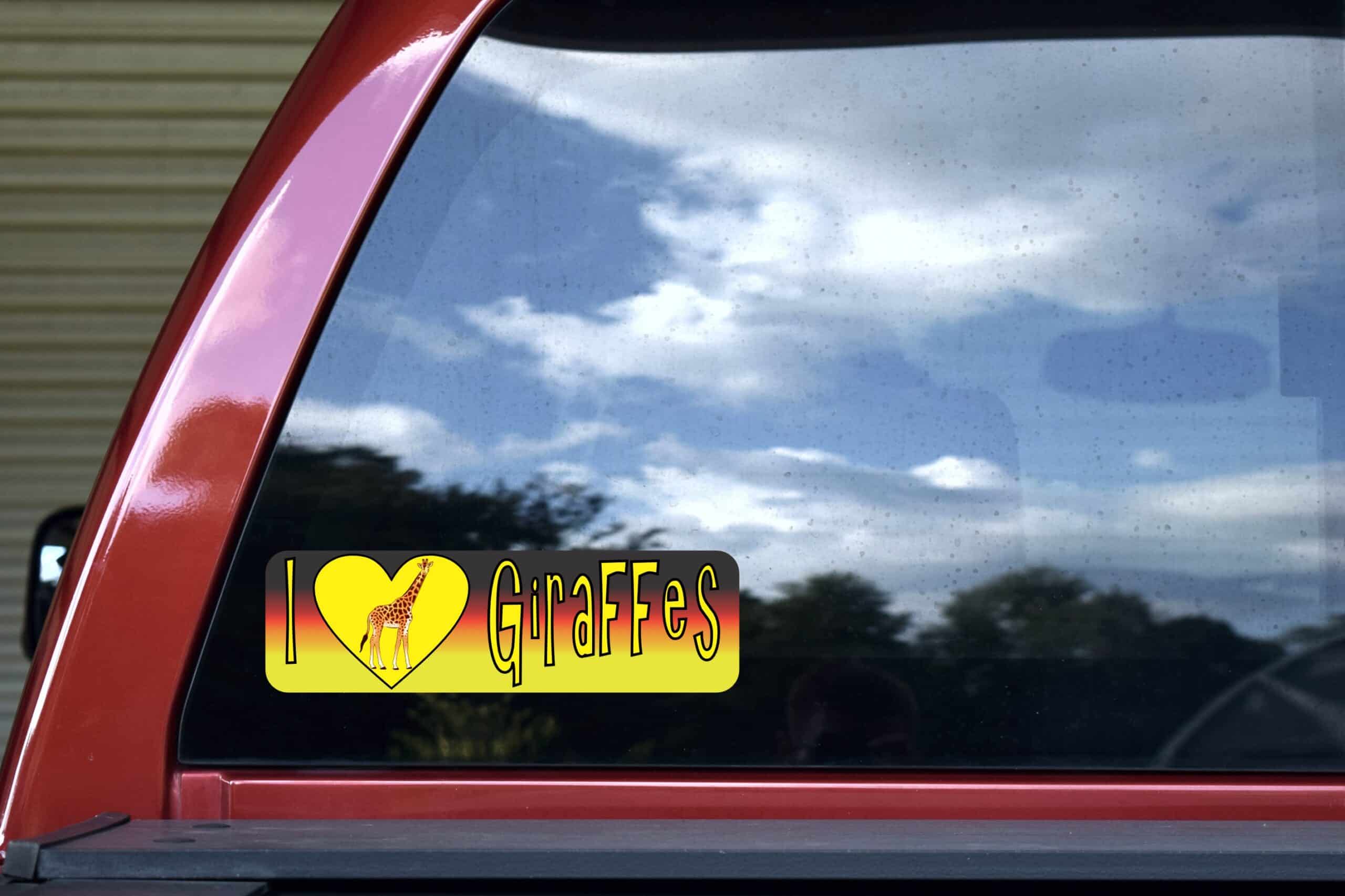 10in x 3in I Heart Giraffes Love Animals Bumper Sticker Vinyl Window Decal