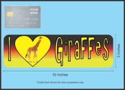 10in x 3in I Heart Giraffes Love Animals Bumper Sticker Vinyl Window Decal