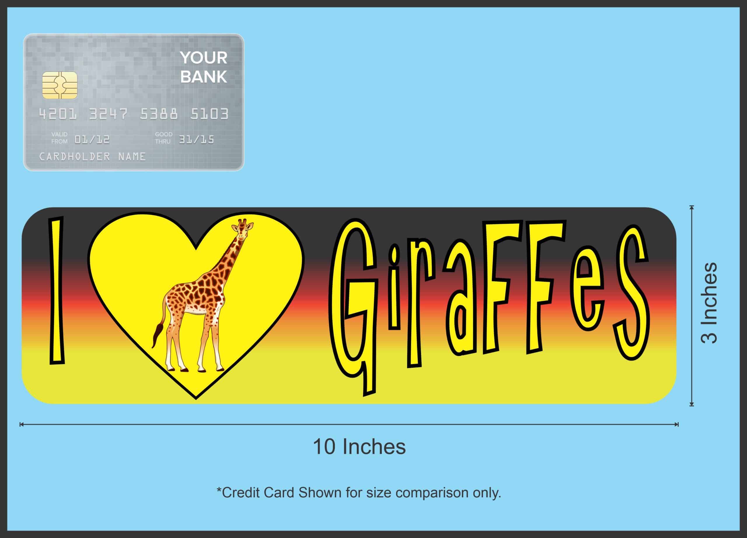 10in x 3in I Heart Giraffes Love Animals Bumper Sticker Vinyl Window Decal