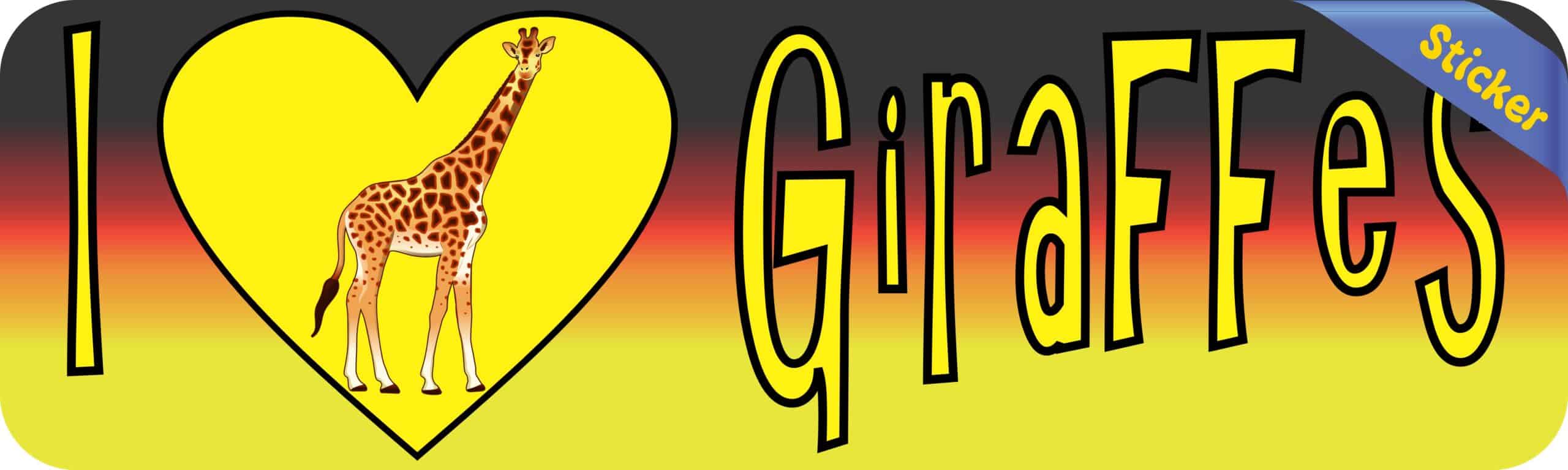 10in x 3in I Heart Giraffes Love Animals Bumper Sticker Vinyl Window Decal