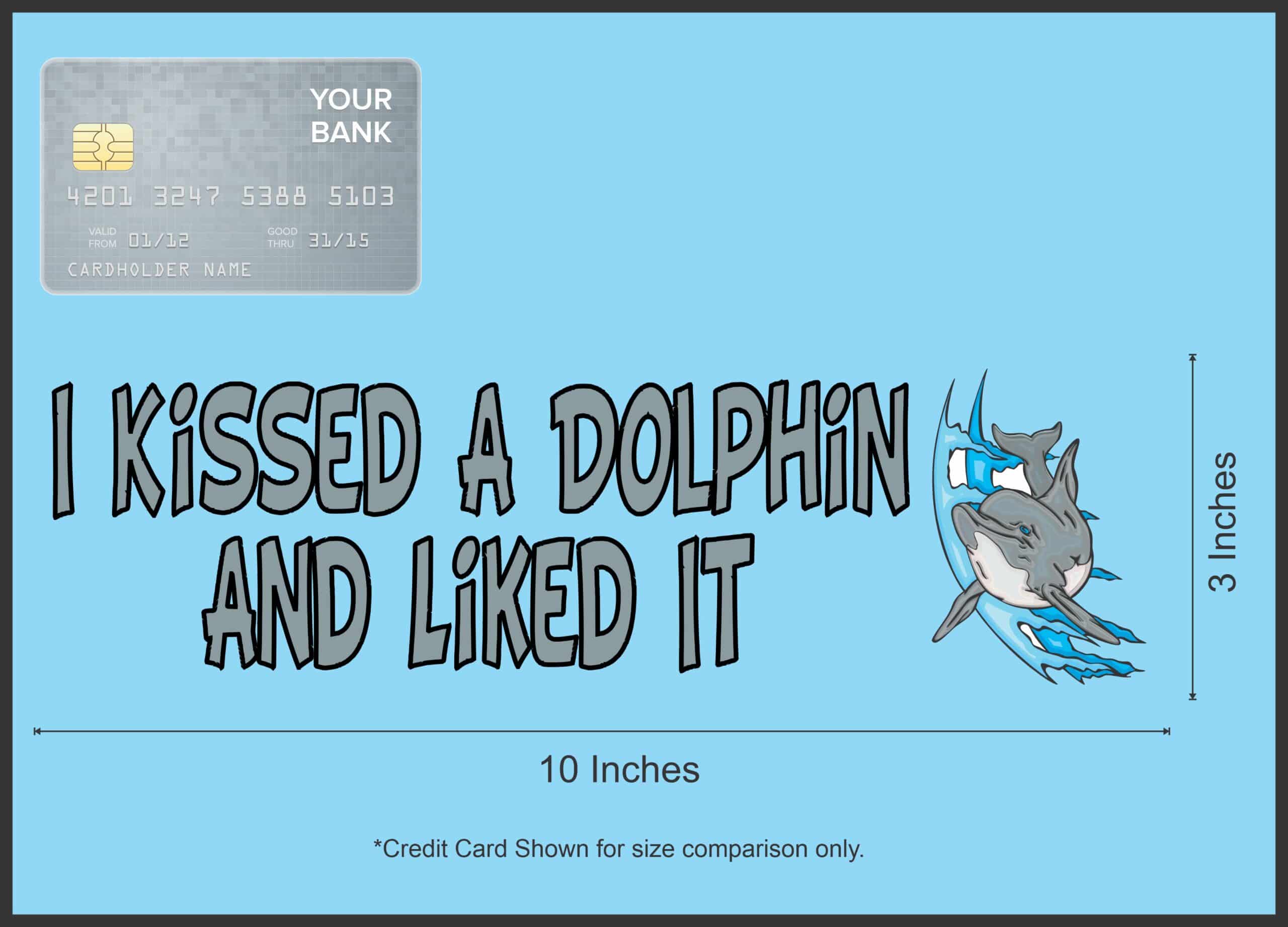 10in x 3in I Kissed a Dolphin and Liked It Animals Bumper Sticker Vinyl Window Decal