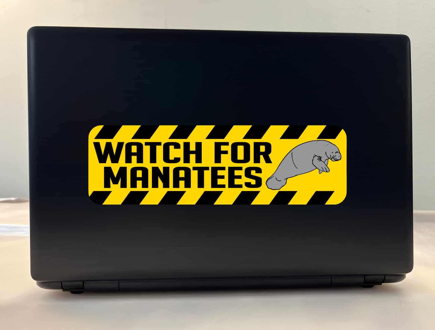 10in x 3in Warning Watch for Manatees Animals Bumper Sticker Vinyl Window Decal