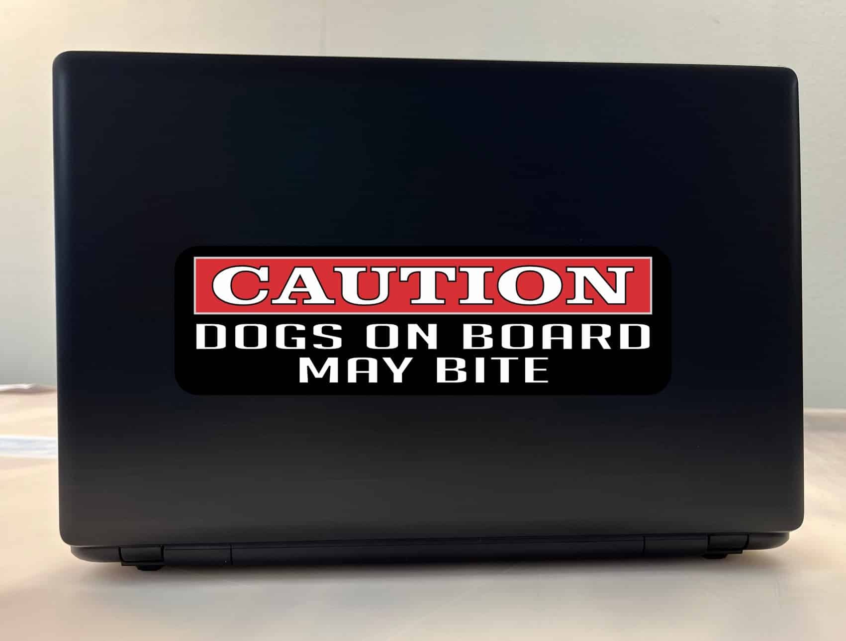 10in x 3in Caution Dogs On Board May Bite Bumper Sticker Vinyl W
