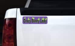 10in x 3in Purple Crazy Bunny Lady Bumper Sticker