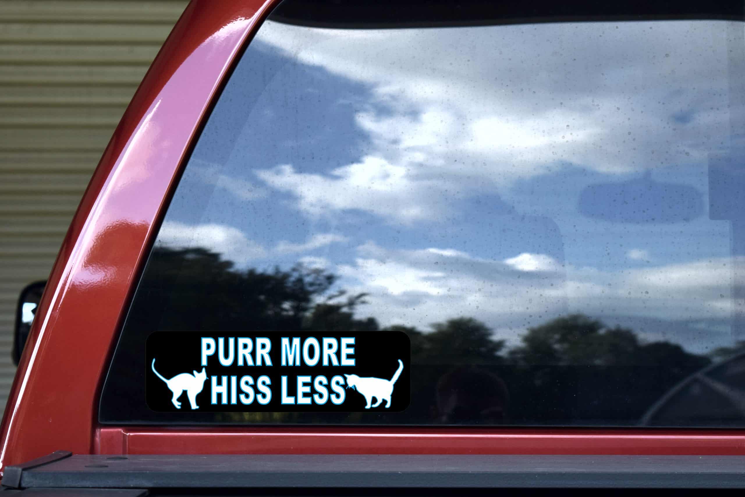 Purr More Hiss Less Cat Sticker