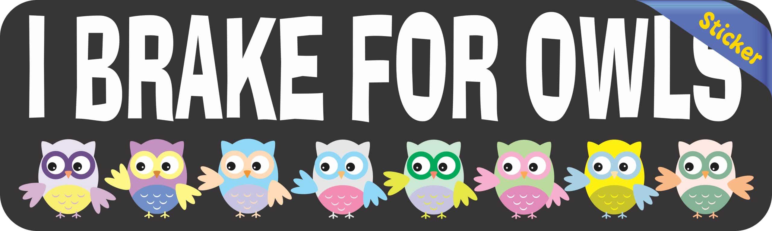 10in x 3in I Brake for Owls Vinyl Sticker - Image 3