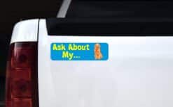 10in x 3in Ask about Golden Retriever Dog art magnet bumper magnets
