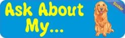 10in x 3in Ask About My Golden Retriever Bumper Sticker Vinyl Dog Decal