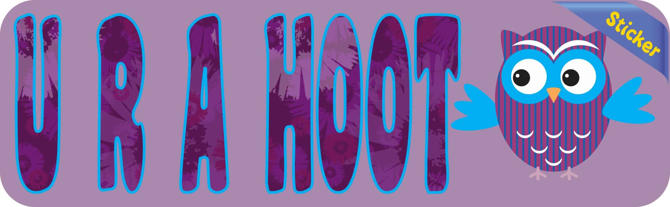 10in x 3in U R A Hoot Vinyl Bumper Sticker Decal Owl Car Owls Window Stickers Decals