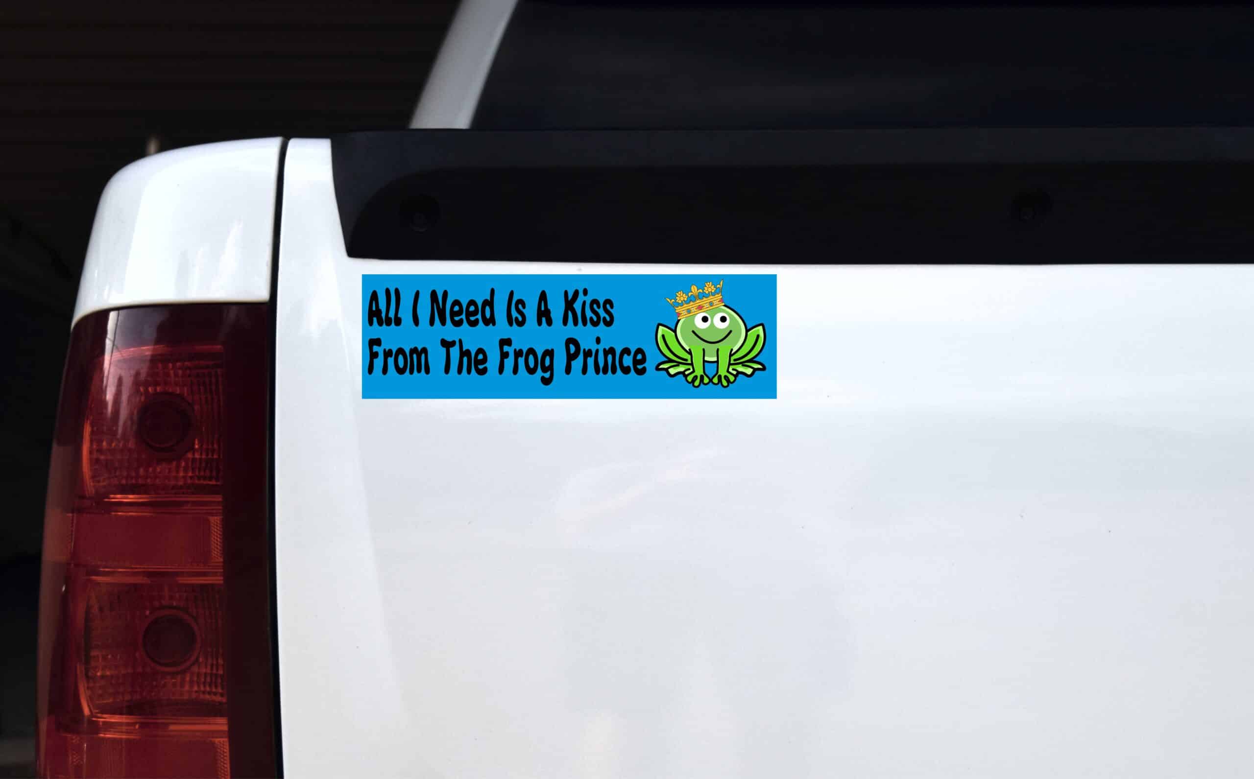 10in x 3in I Need Is A Kiss From Frog Prince magnet bumper magnets