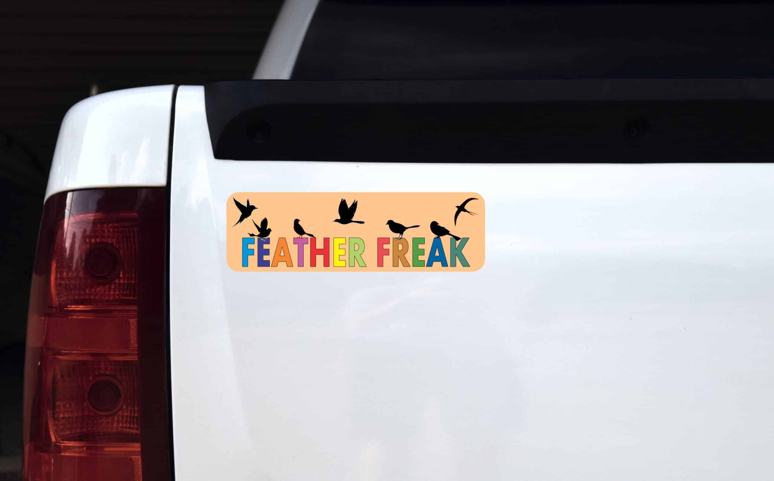 10in x 3in Feather Freak Birds Bird magnet bumper Vinyl magnets