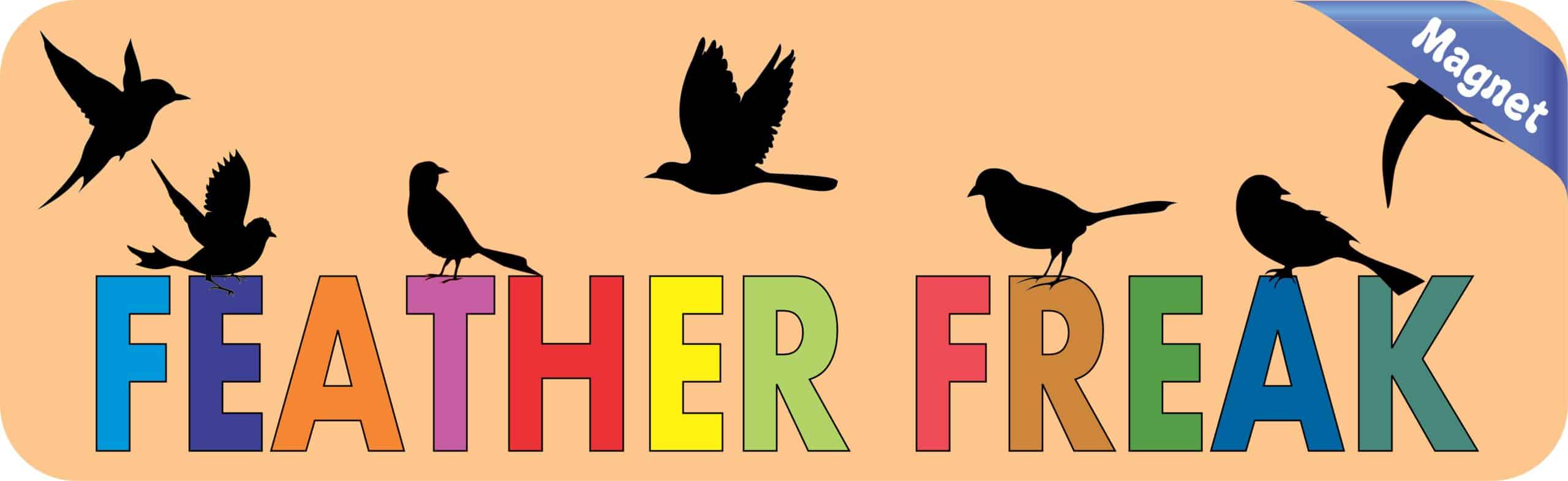 10in x 3in Feather Freak Birds Bird magnet bumper Vinyl magnets