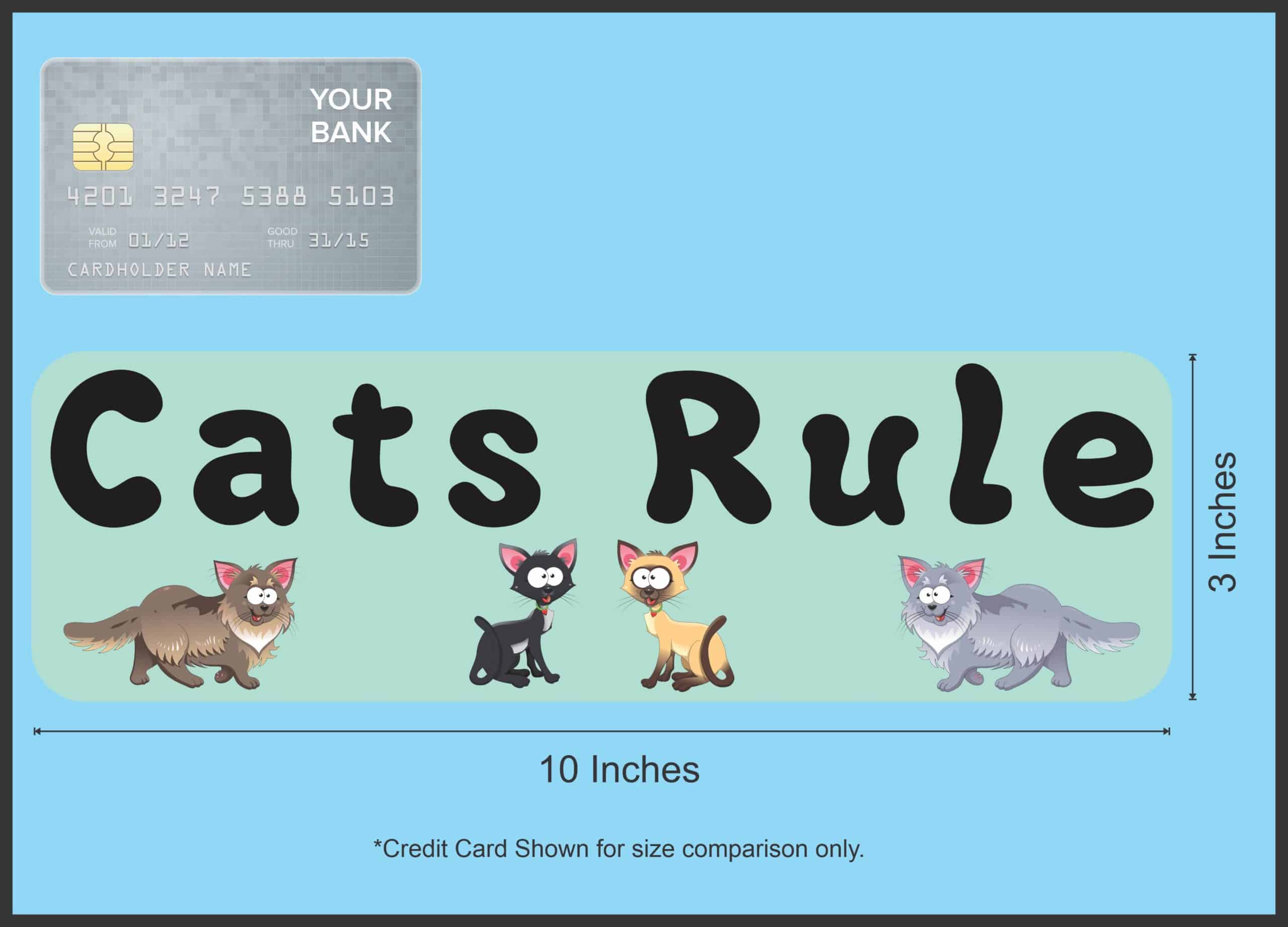 10in x 3in Cats Rule Funny Vinyl Cat Bumper Stickers Decals Window Sticker Car Decals
