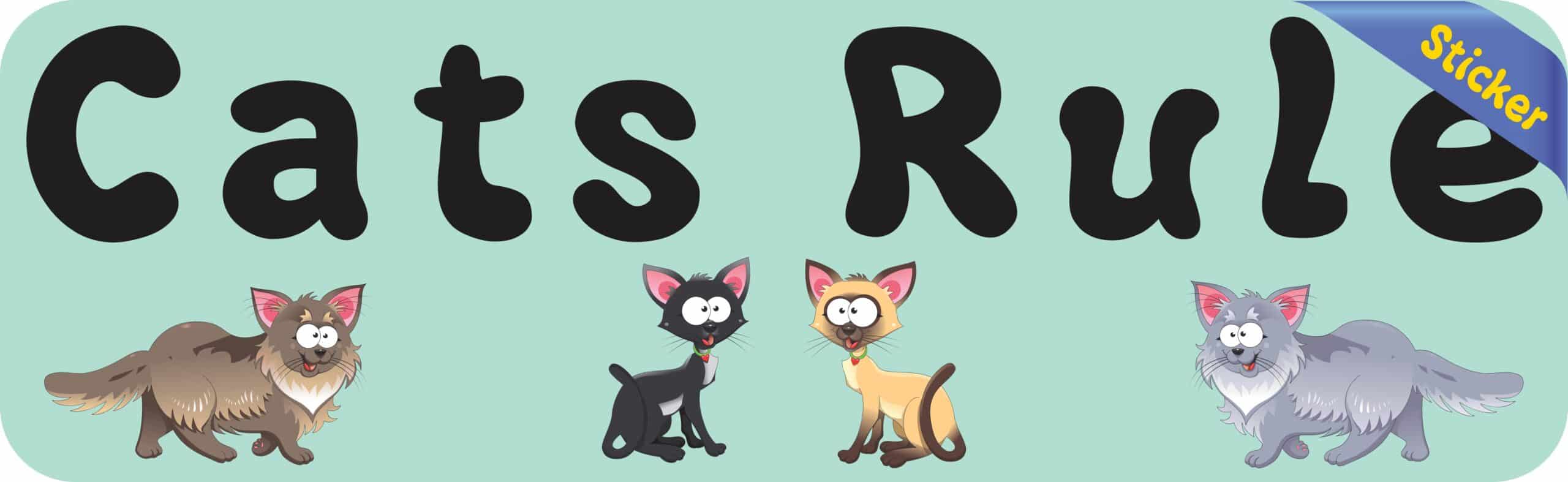 10in x 3in Cats Rule Funny Vinyl Cat Bumper Stickers Decals Window Sticker Car Decals
