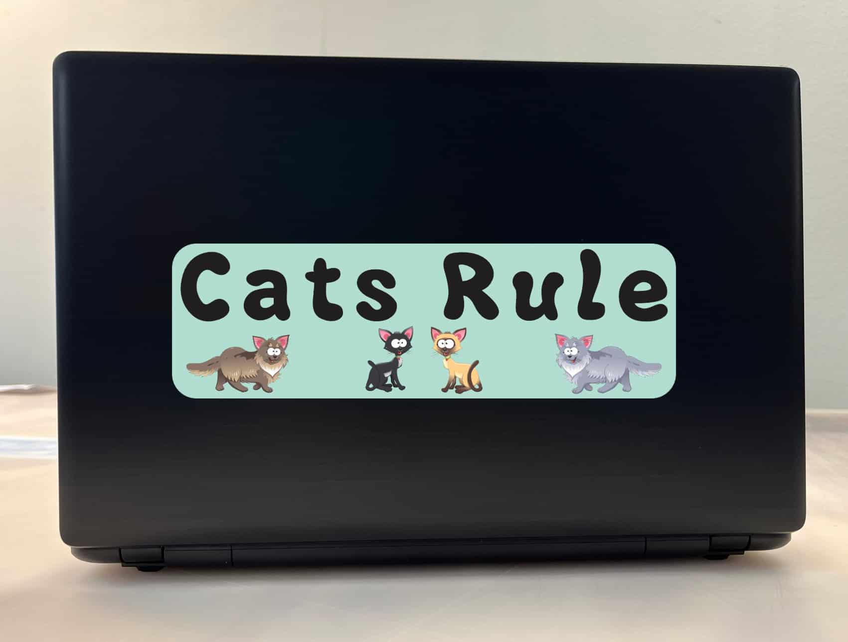 10in x 3in Cats Rule Funny Vinyl Cat Bumper Stickers Decals Window Sticker Car Decals