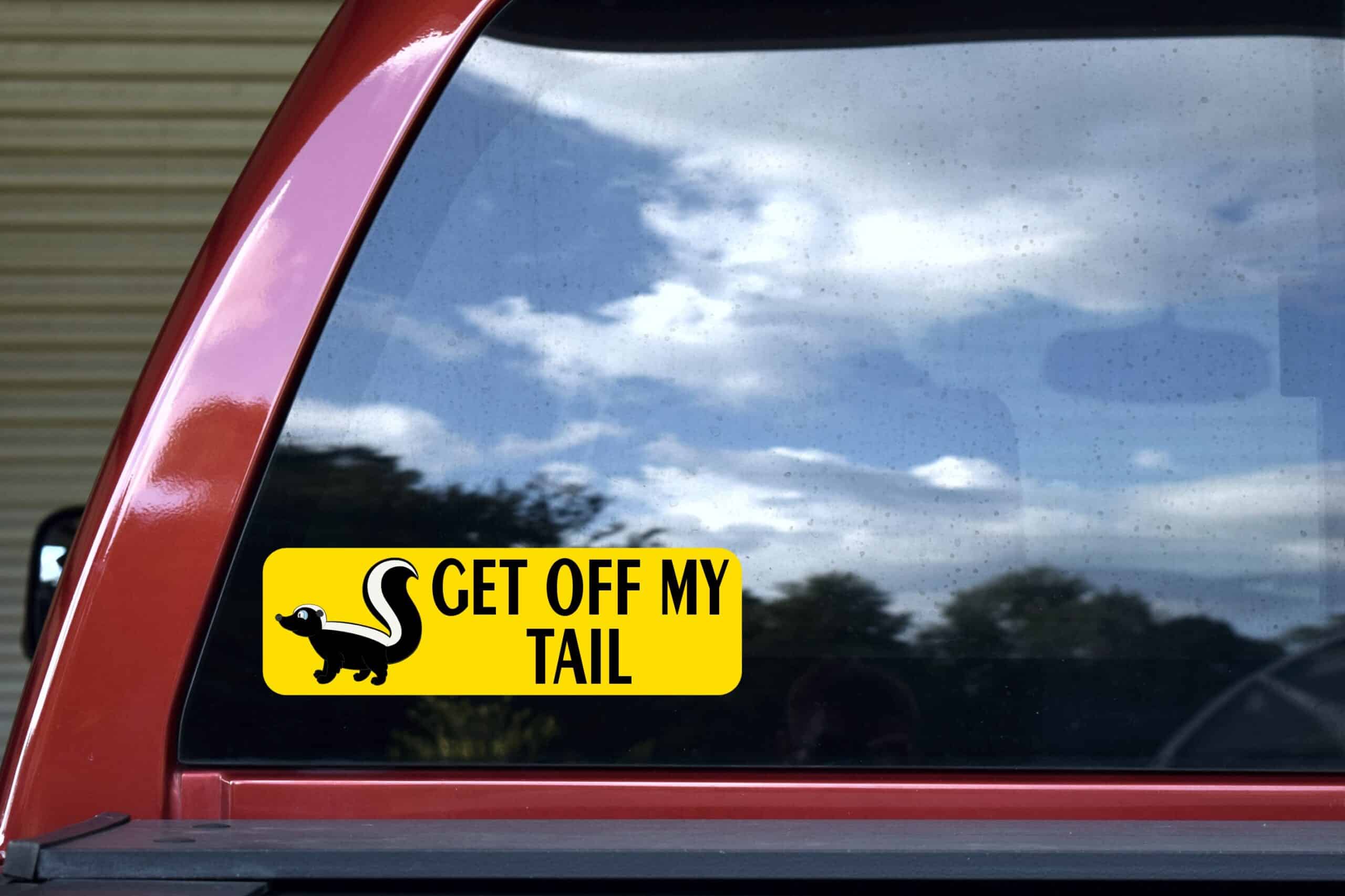 10in x 3in Get Off My Tail Skunk Bumper Sticker Decal Vinyl Window Stickers Decals