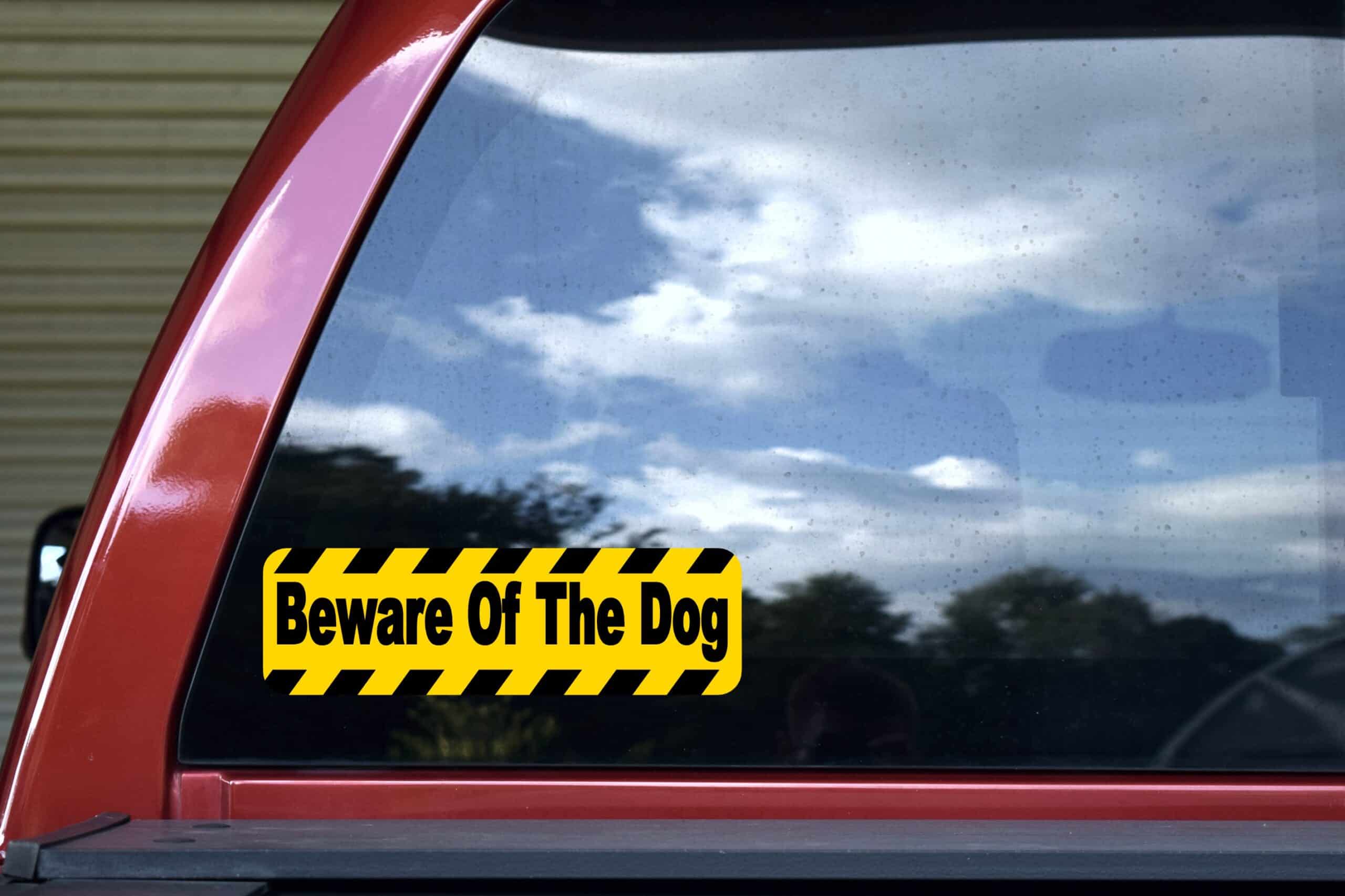 10in x 3in Beware of Dog Warning Sign Bumper Sticker Window Deca