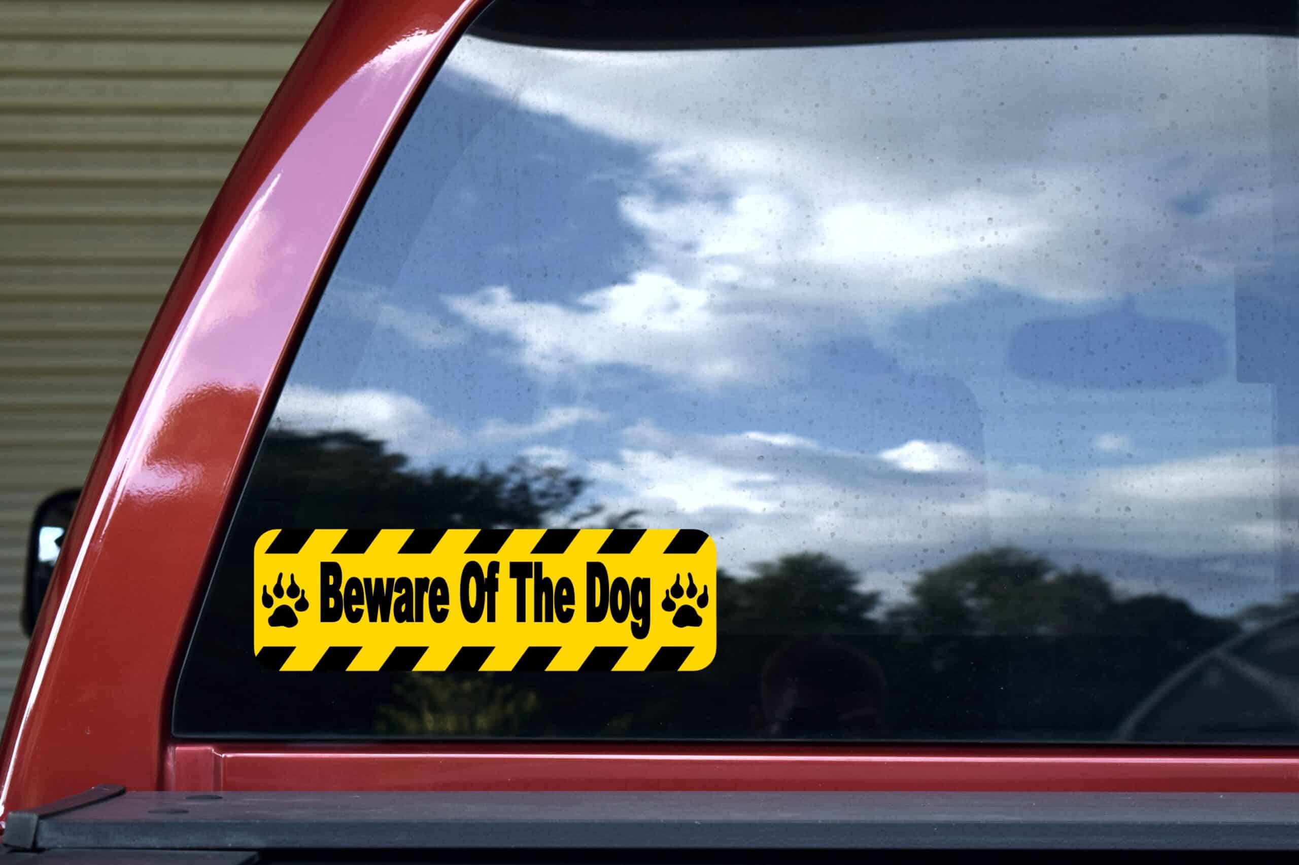 10in x 3in Beware of Dog Warning Sign Bumper Sticker Decal Window Stickers Decals
